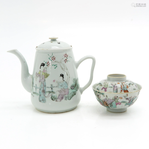 A Qianjiang Cia Decor Teapot and Bowl