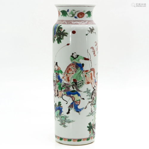 A Chinese Famille Verte Sleeve Vase