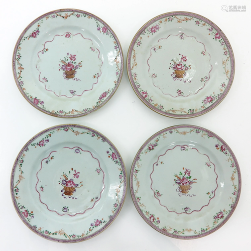 A Series of Four Famille Rose Plates