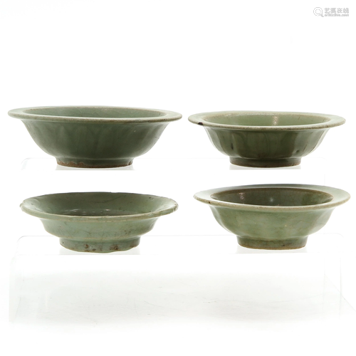 Four Chinese Celadon Small Plates