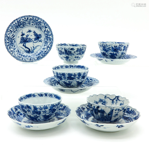 Five Chinese Cups and Saucers