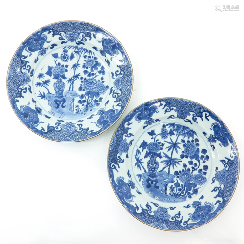 Two Chinese Blue and White Plates