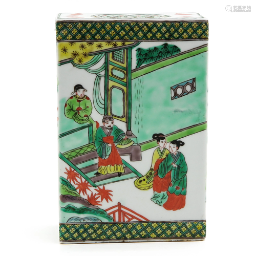 A Chinese Famille Verte Pillow