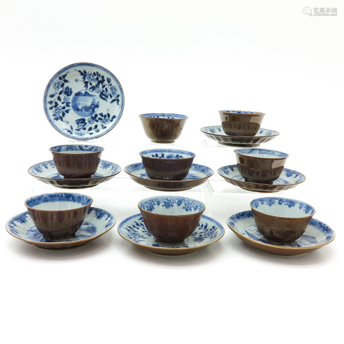 Eight Chinese Batavianware Cups and Saucers