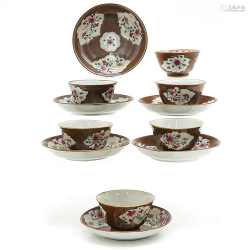 Six Chinese Batavianware Cups and Saucers