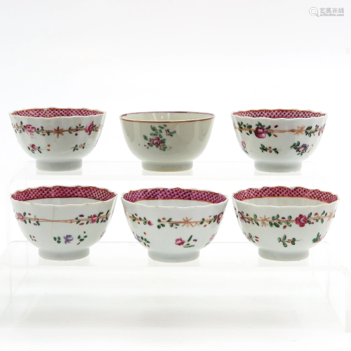 Six Chinese Famille Rose Cups