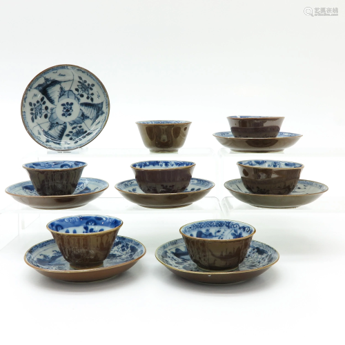 Seven Chinese Batavianware Cups and Sacuers