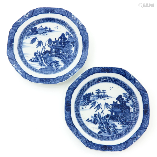 Two Chinese Blue and White Plates