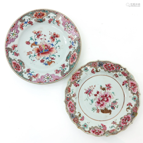 Two Chinese Famille Rose Plates