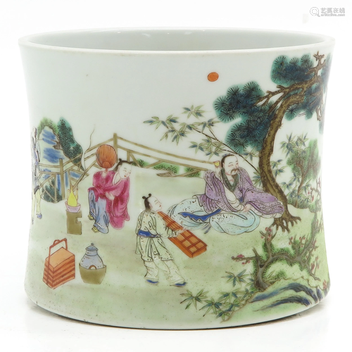 A Famille Rose Brush Pot