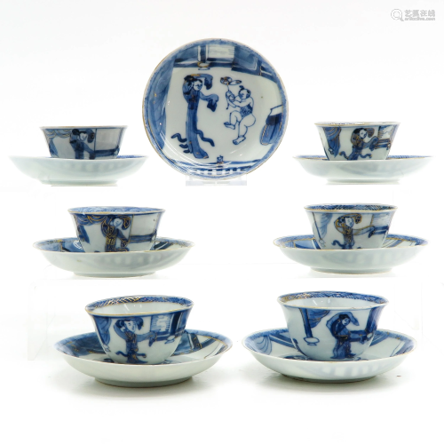 Thirteen Chinese Cups and Saucers