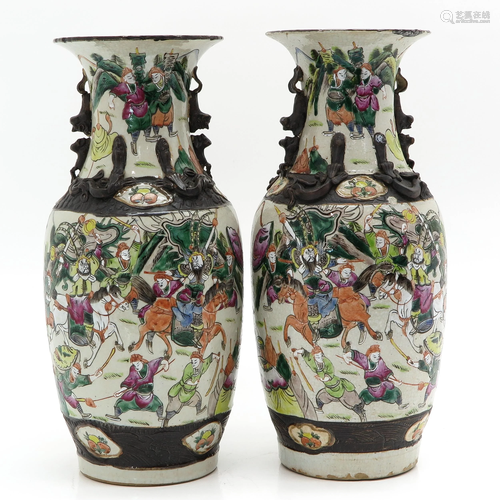 A Pair of Nanking Vases