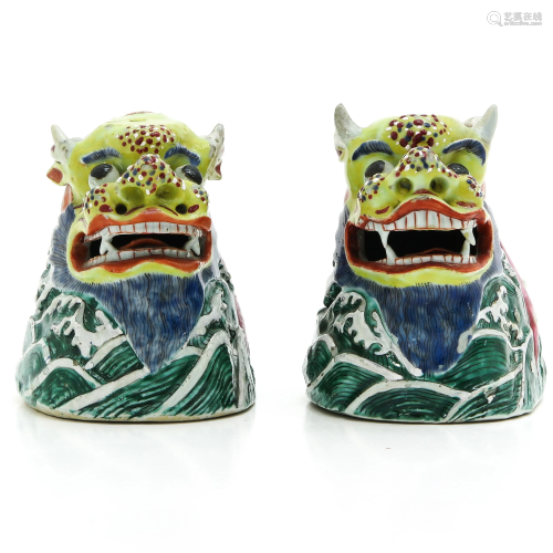Two Chinese Dragon Sculptures