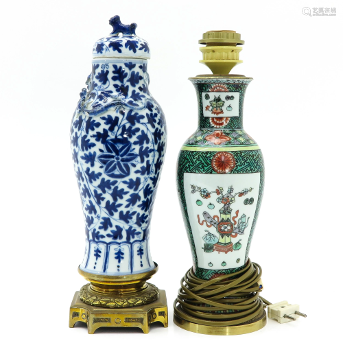 A Chinese Covered Vase and Lamp