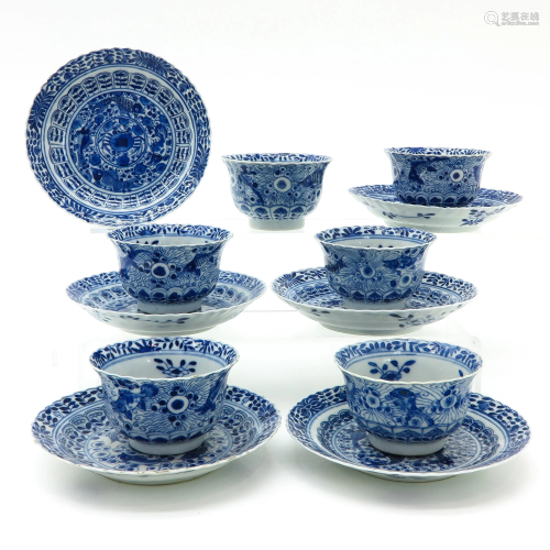 Six Chinese Cups and Saucers