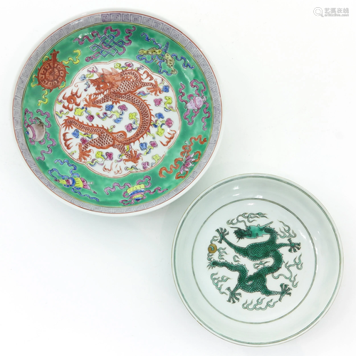 Two Chinese Dragon Decor Dishes