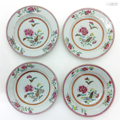 A Series of Four Chinese Famille Rose Plates