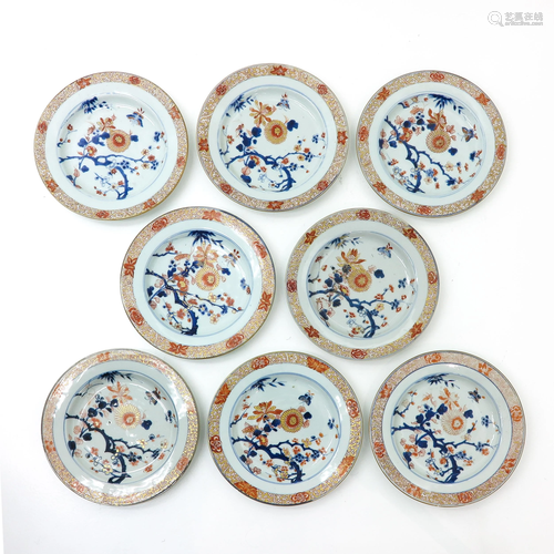 A Series of Eight Imari Plates