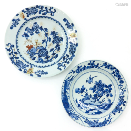 Two Chinese Blue and White Plates
