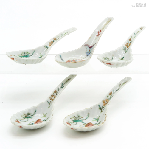 Five Chinese Porcelain Spoons