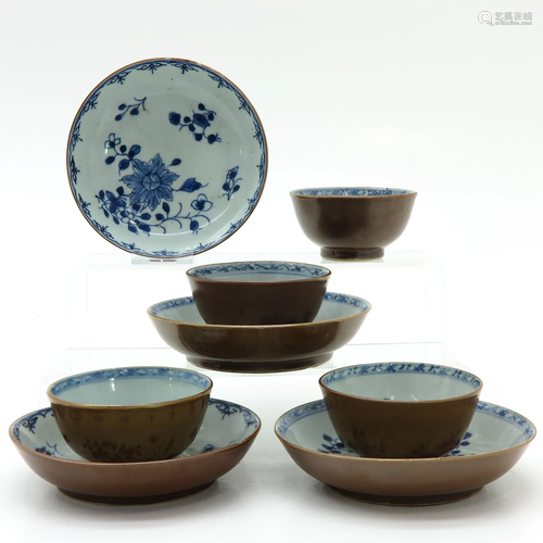 Four Chinese Batavianware Cups and Saucers