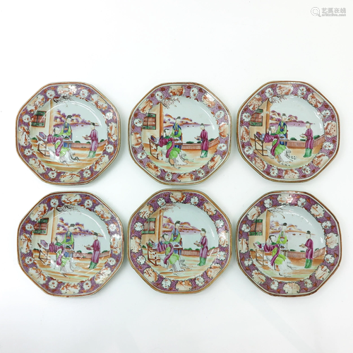 A Series of Six Mandarin Plates