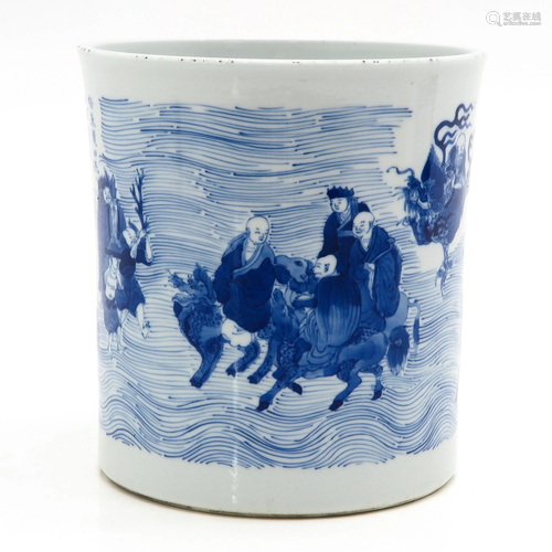 A Chinese Blue and White Brush Pot