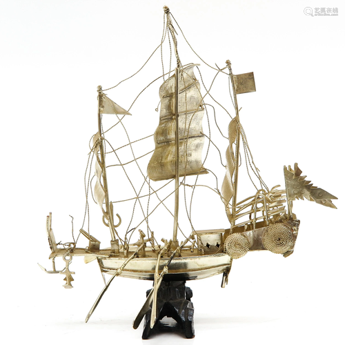 A Chinese Silver Sailing Ship