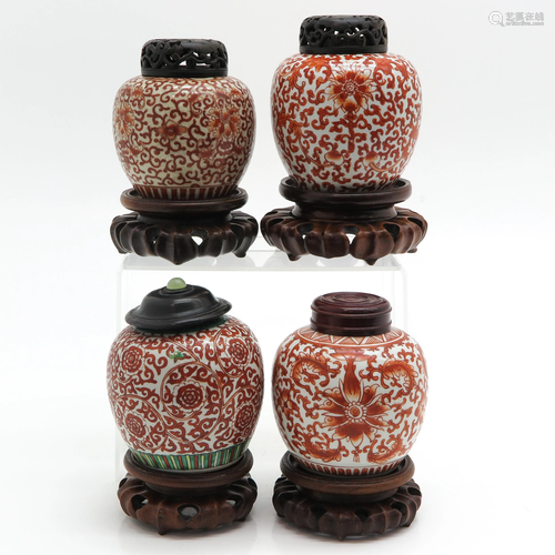 Four Milke and Blood Decor Ginger Jars