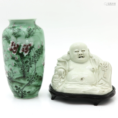 A Chinese Vase and Buddha Sculpture