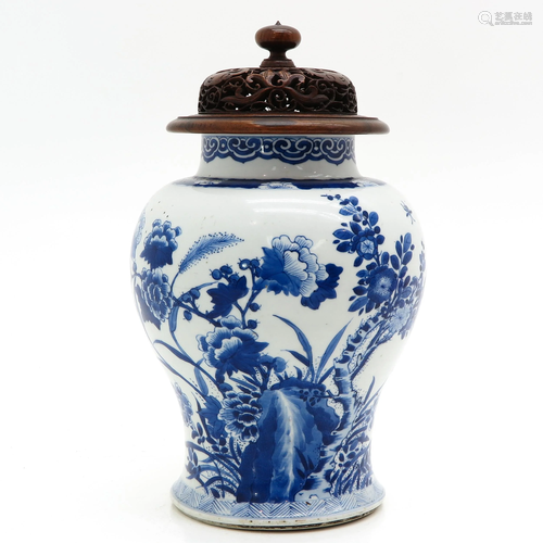 A Blue and White Jar with Cover