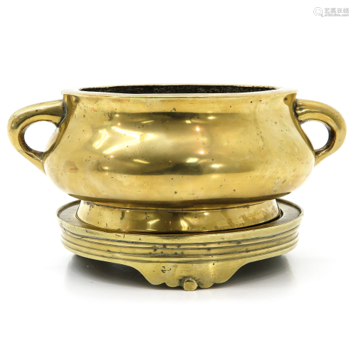 A Chinese Bronze Censer on Base