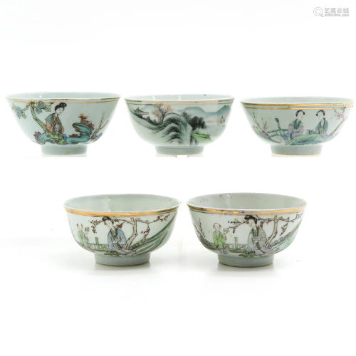 Five Qianjiang Cai Decor Bowls