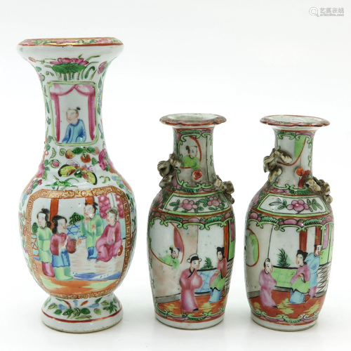 Three Chinese Cantonese Vases