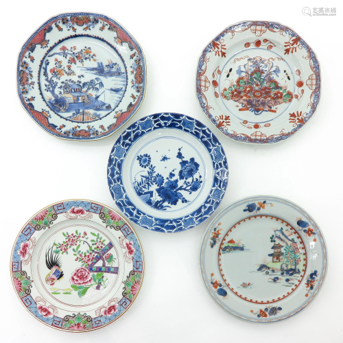 A Collection of Five Chinese Plates