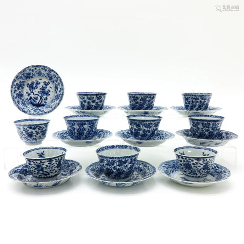Ten Chinese Cups and Saucers