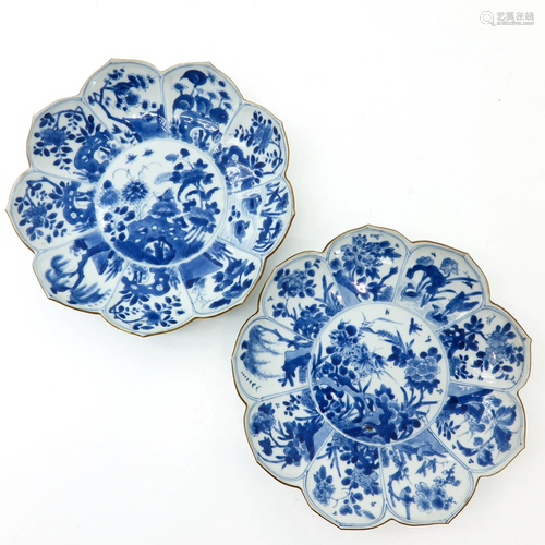 Two Chinese Blue and White Plates