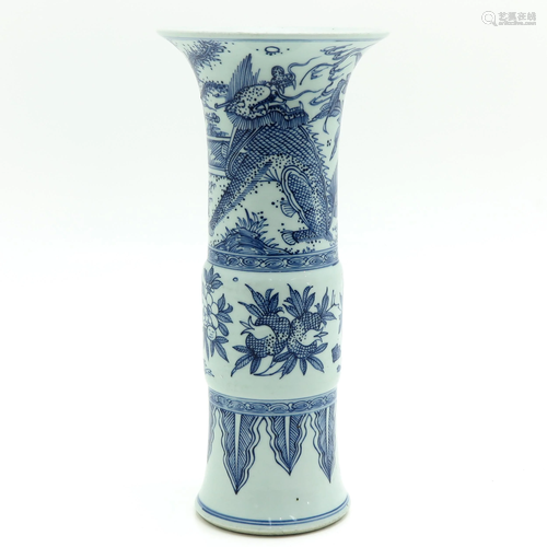 A Chinese Blue and White Gu Vase