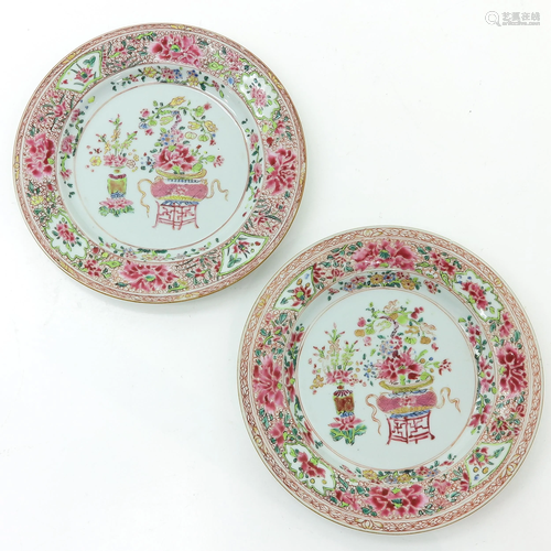 Two Chinese Famille Rose Plates