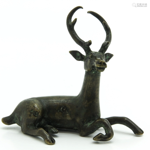 A Chinese Bronze Deer Sculpture