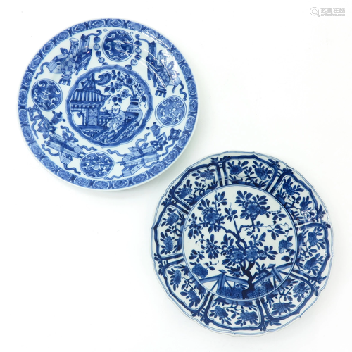 Two Chinese Blue and White Plates