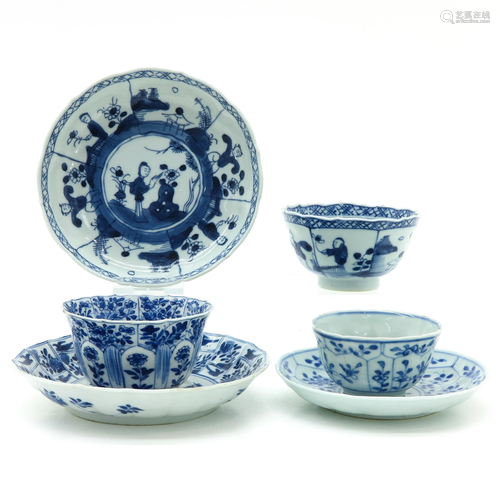 Three Chinese Cups and Saucers