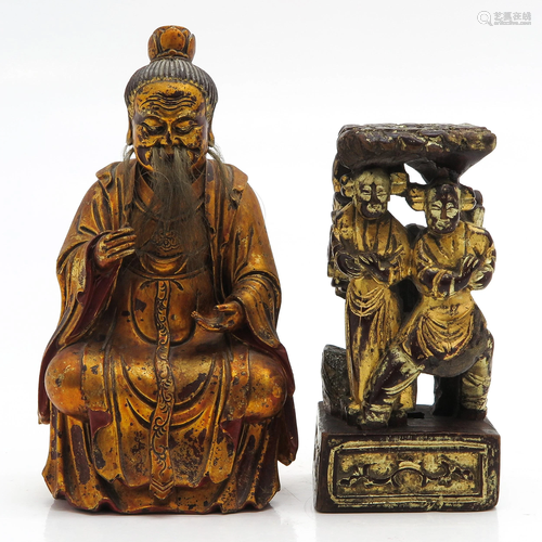 Two Carved Chinese Sculptures