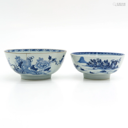 Two Chinese Blue and White Bowls