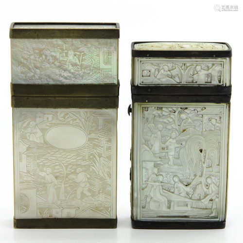 Two Chinese Mother of Pearl Boxes