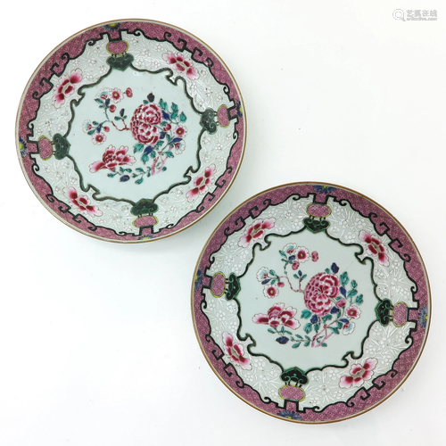 Two Famille Rose Plates