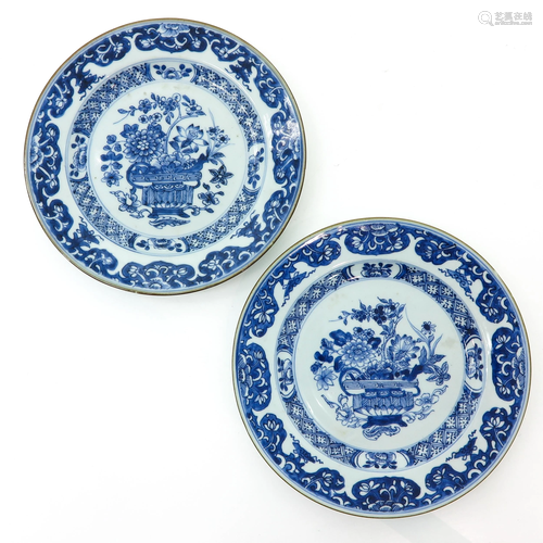 Two Chinese Blue and White Plates