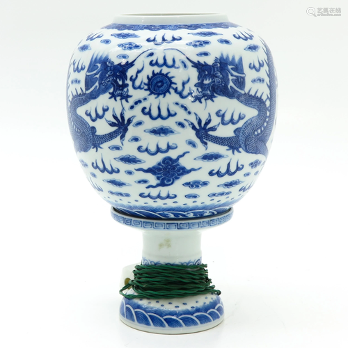 A Blue and White Chinese Lantern Lamp