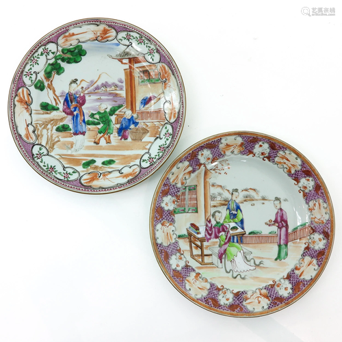 A Pair of Chinese Famille Rose Mandarin Plates