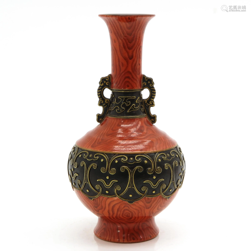 A Chinese Faux Bois Vase